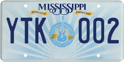 MS license plate YTK002