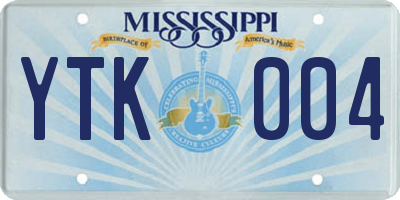 MS license plate YTK004