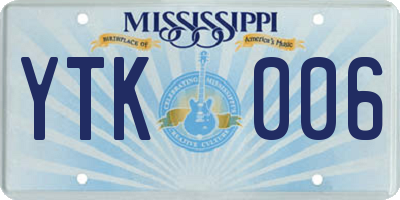 MS license plate YTK006