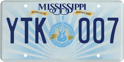 MS license plate YTK007