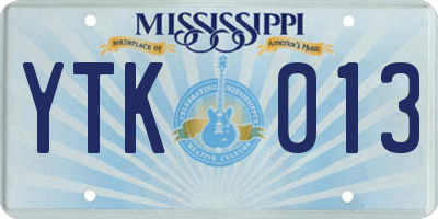 MS license plate YTK013