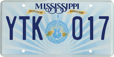 MS license plate YTK017