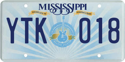 MS license plate YTK018