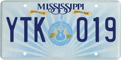 MS license plate YTK019