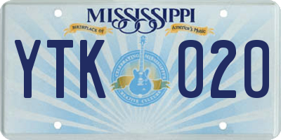 MS license plate YTK020