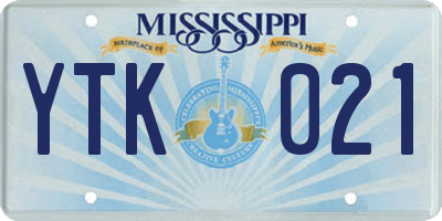 MS license plate YTK021