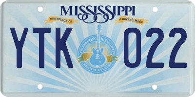 MS license plate YTK022