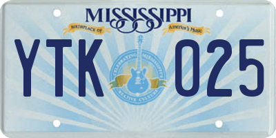 MS license plate YTK025