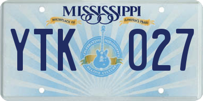 MS license plate YTK027