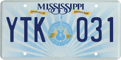 MS license plate YTK031