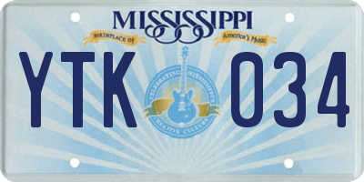 MS license plate YTK034