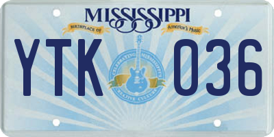 MS license plate YTK036