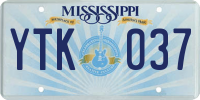 MS license plate YTK037