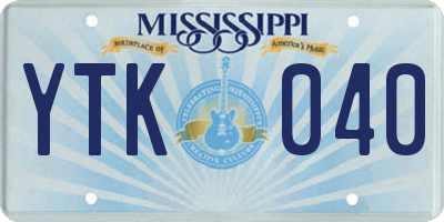 MS license plate YTK040