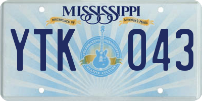 MS license plate YTK043