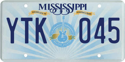 MS license plate YTK045