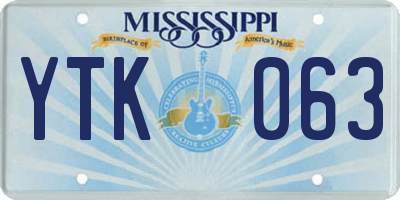 MS license plate YTK063