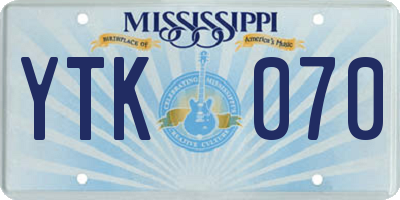 MS license plate YTK070