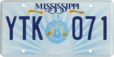 MS license plate YTK071