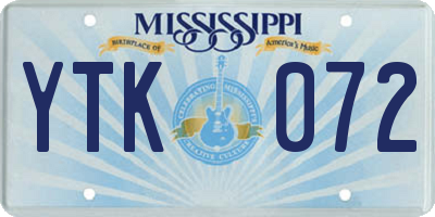 MS license plate YTK072