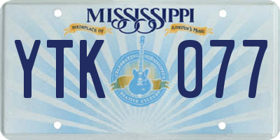 MS license plate YTK077