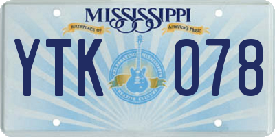 MS license plate YTK078