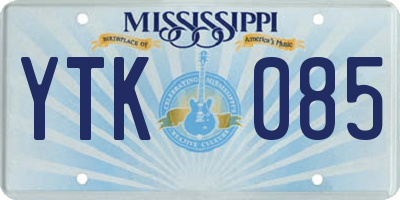 MS license plate YTK085