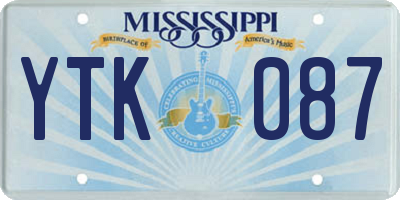 MS license plate YTK087