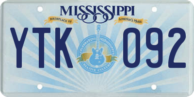MS license plate YTK092