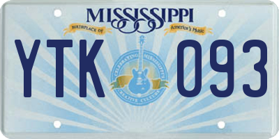 MS license plate YTK093