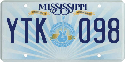 MS license plate YTK098