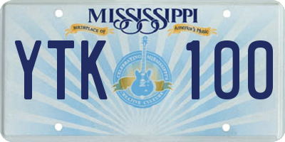 MS license plate YTK100
