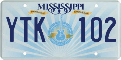 MS license plate YTK102