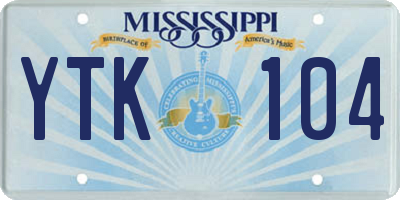 MS license plate YTK104