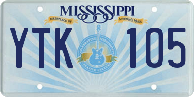 MS license plate YTK105