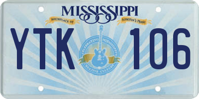 MS license plate YTK106