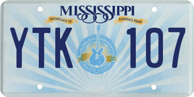 MS license plate YTK107