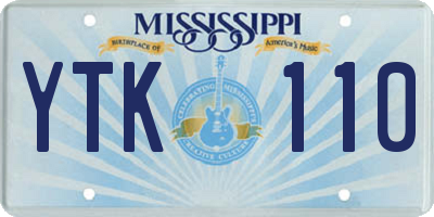 MS license plate YTK110