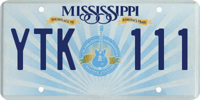 MS license plate YTK111