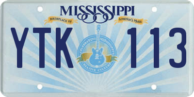 MS license plate YTK113