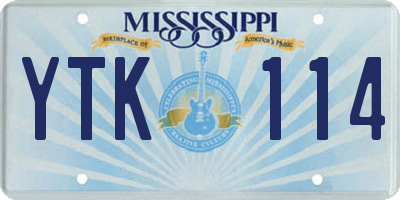 MS license plate YTK114