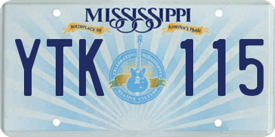 MS license plate YTK115