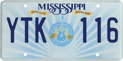 MS license plate YTK116