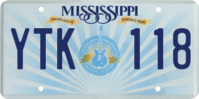 MS license plate YTK118