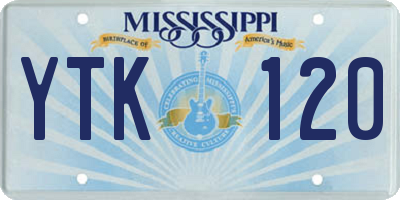 MS license plate YTK120