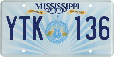 MS license plate YTK136