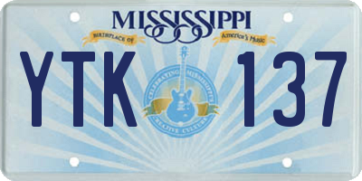 MS license plate YTK137