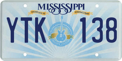 MS license plate YTK138
