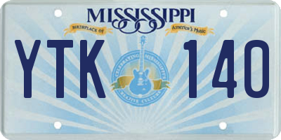 MS license plate YTK140