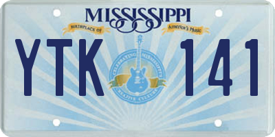 MS license plate YTK141